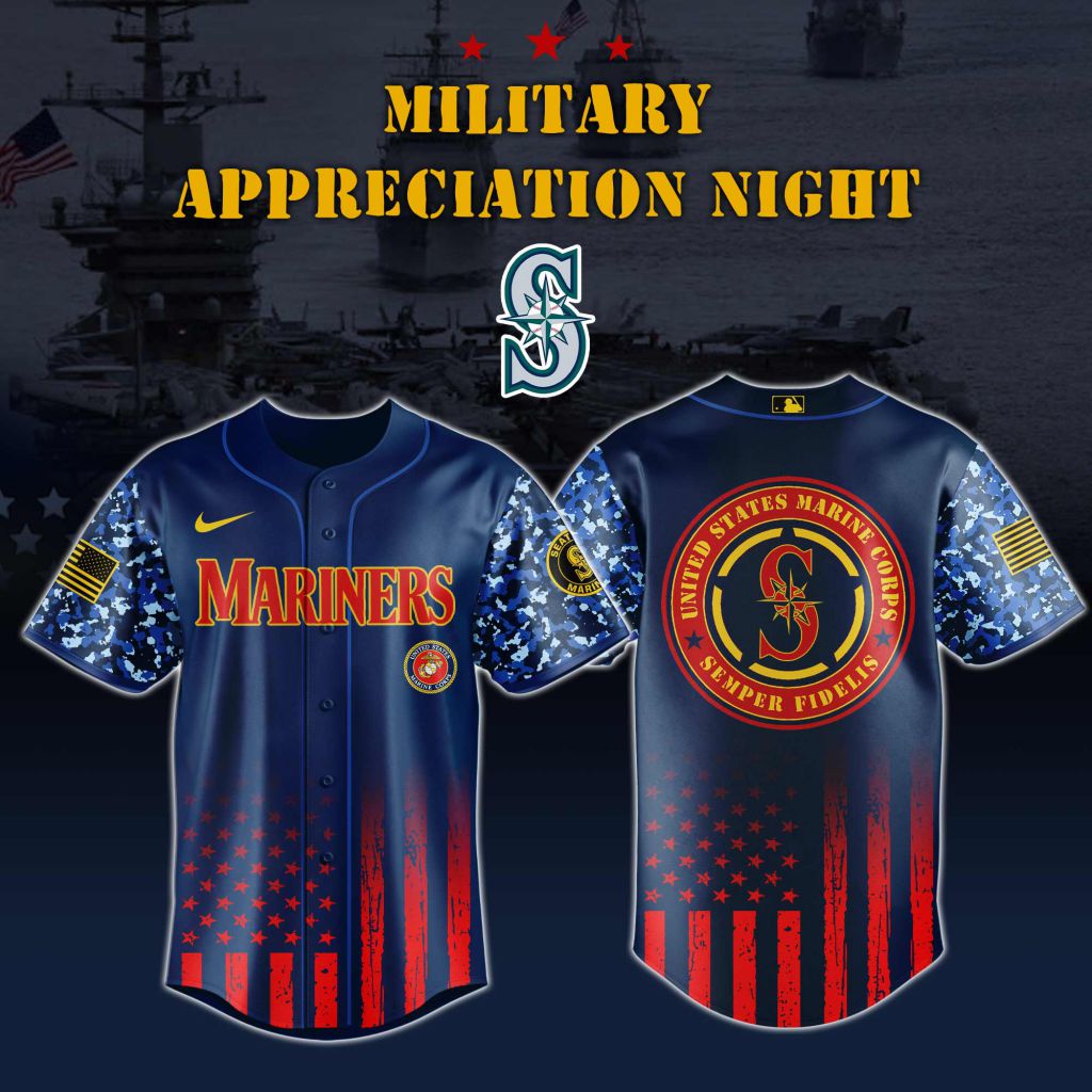 Premium MLB Seattle Mariners Marine Corps Military Appreciation Baseball Jersey NMD