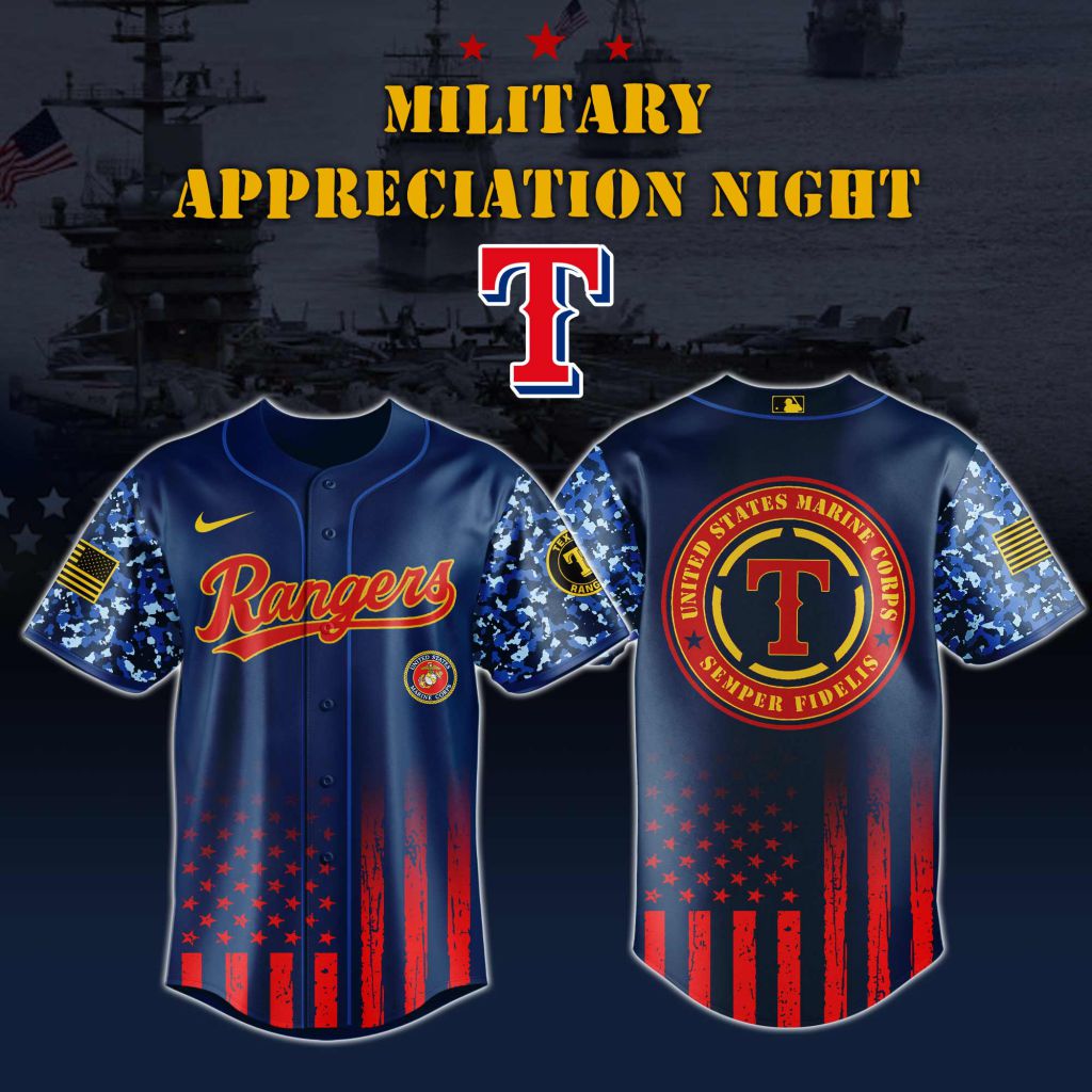 Premium MLB Texas Rangers Marine Corps Military Appreciation Baseball Jersey NMD