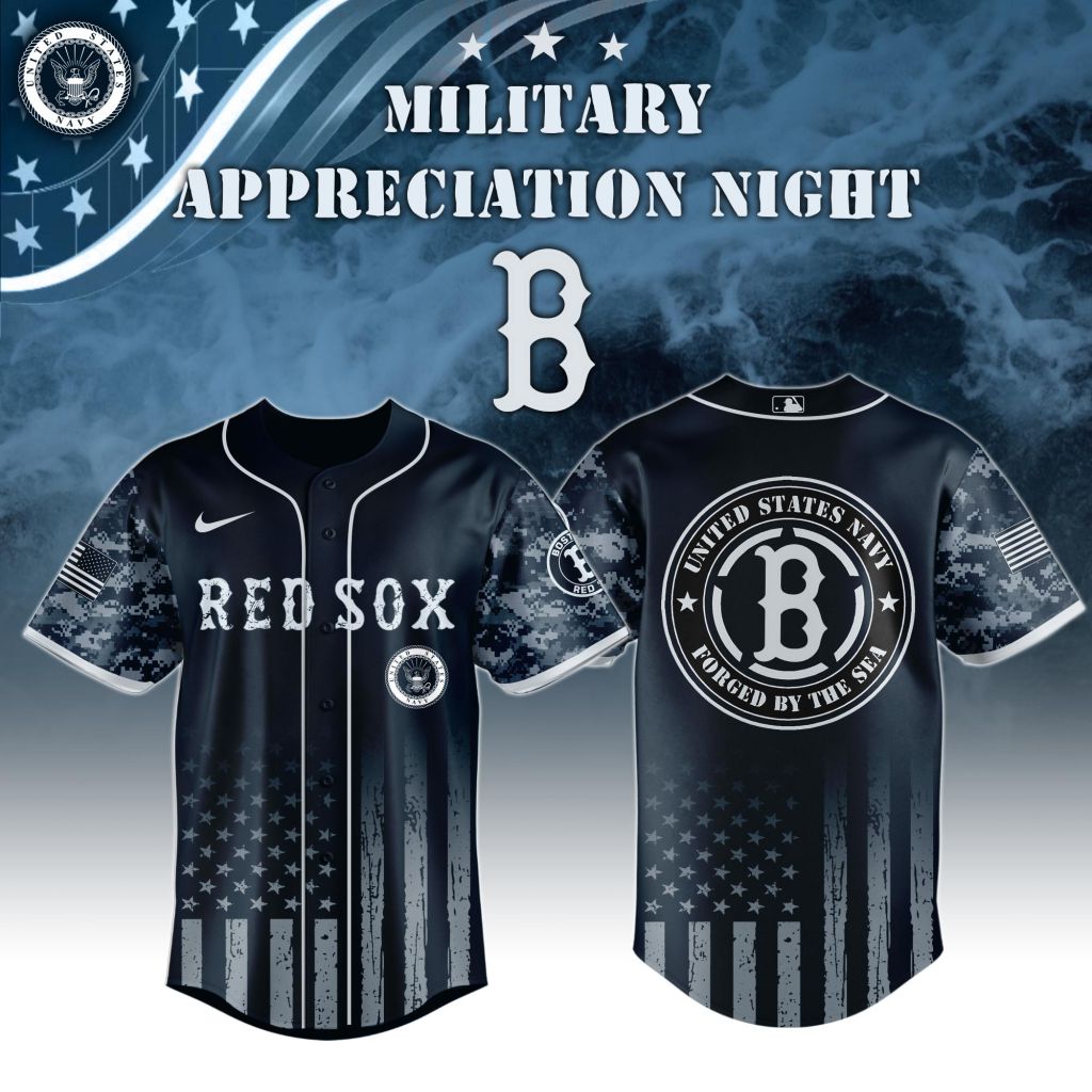 Premium MLB Boston Red Sox Navy Military Appreciation Baseball Jersey NMD