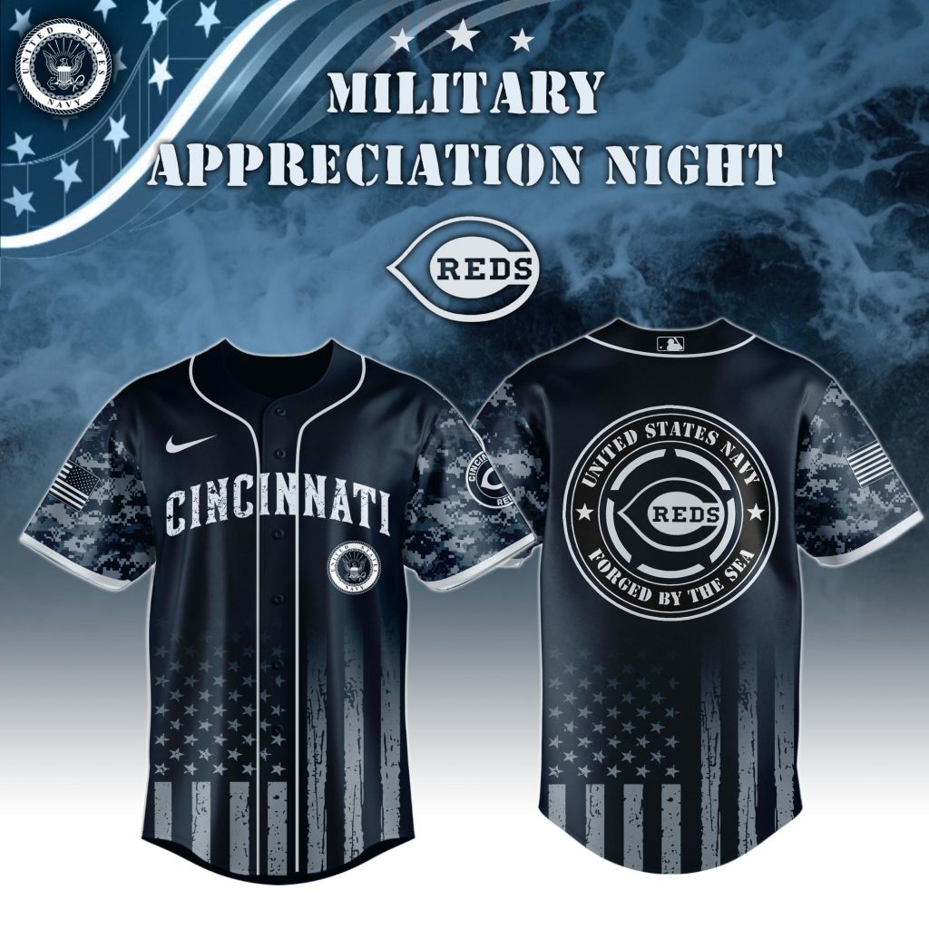Premium MLB Cincinnati Reds Navy Military Appreciation Baseball Jersey NMD