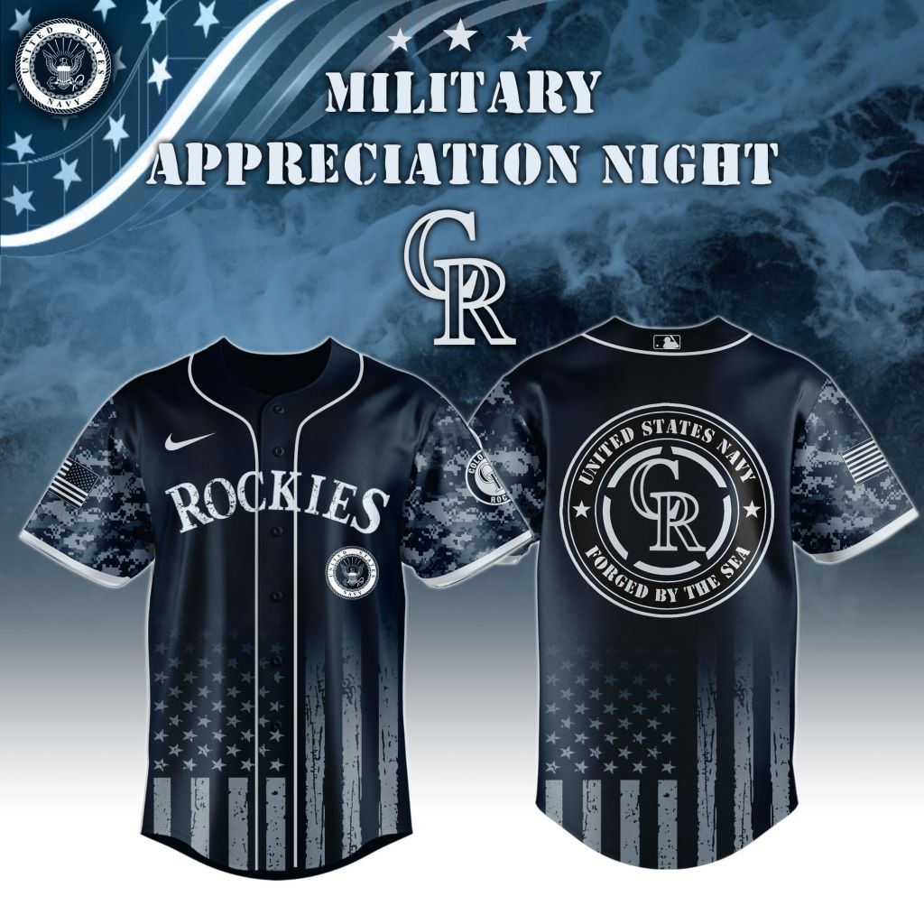 Premium MLB Colorado Rockies Navy Military Appreciation Baseball Jersey NMD