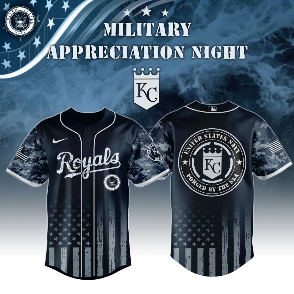 Premium MLB Kansas City Royals Navy Military Appreciation Baseball Jersey NMD