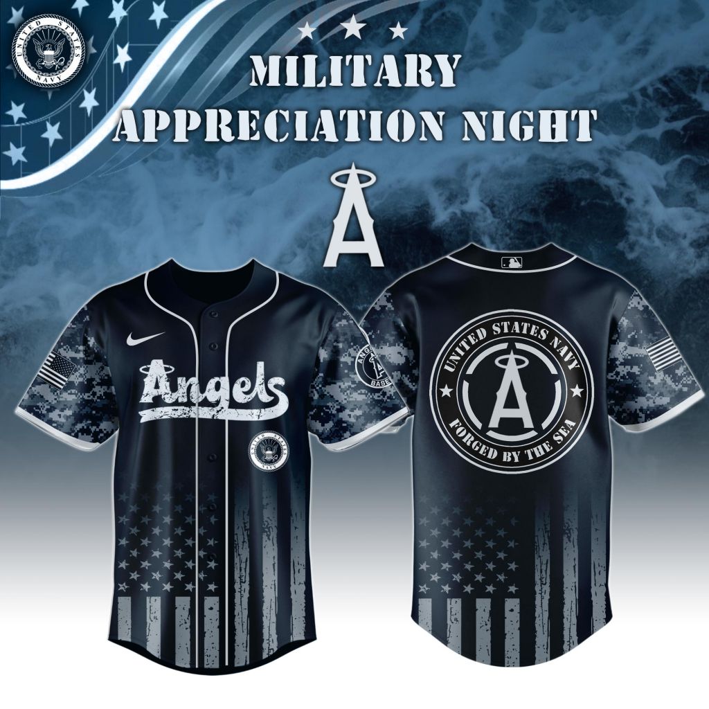 Premium MLB Los Angeles Angels Navy Military Appreciation Baseball Jersey NMD