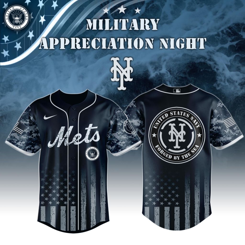 Premium MLB New York Mets Navy Military Appreciation Baseball Jersey NMD