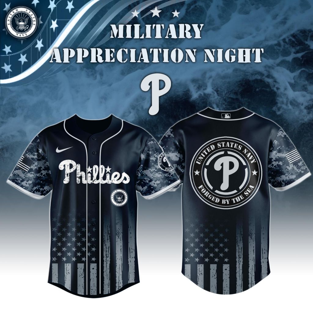 Premium MLB Philadelphia Phillies Navy Military Appreciation Baseball Jersey NMD