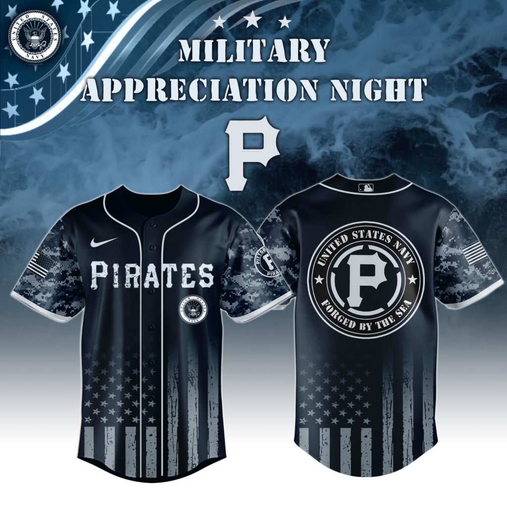 Premium MLB Pittsburgh Pirates Navy Military Appreciation Baseball Jersey NMD