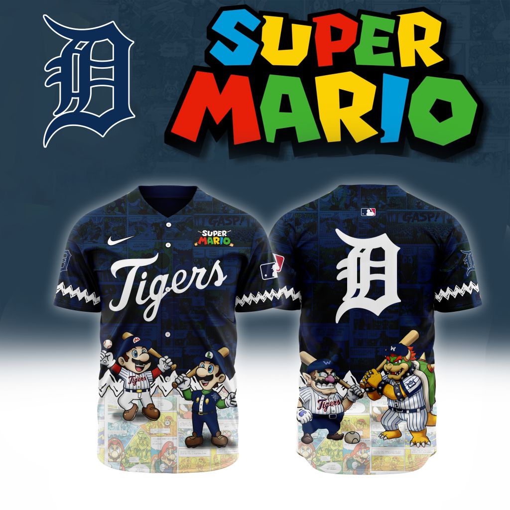 Premium MLB Detroit Tigers X Super Mario Baseball Jersey NMD