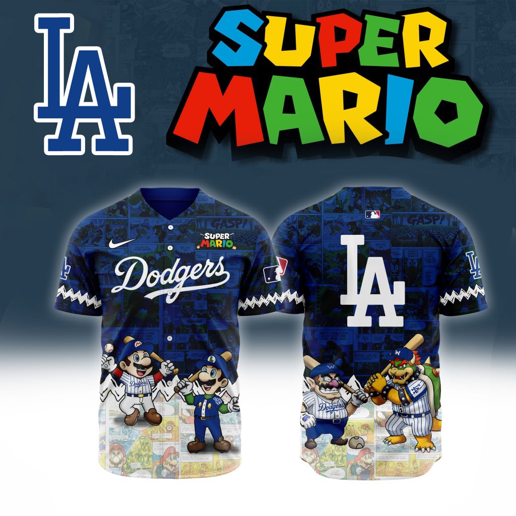 Premium MLB Los Angeles Dodgers X Super Mario Baseball Jersey NMD