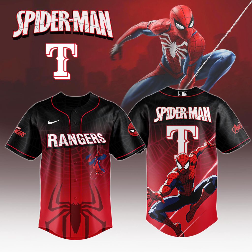 Premium MLB Texas Rangers X Spider-Man Baseball Jersey NMD