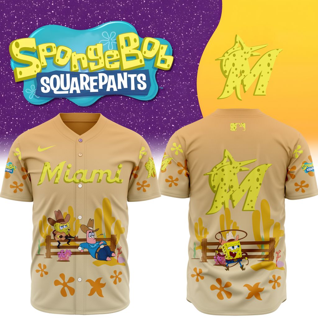 Premium MLB Miami Marlins X SpongeBob SquarePants Special Baseball Jersey NMD