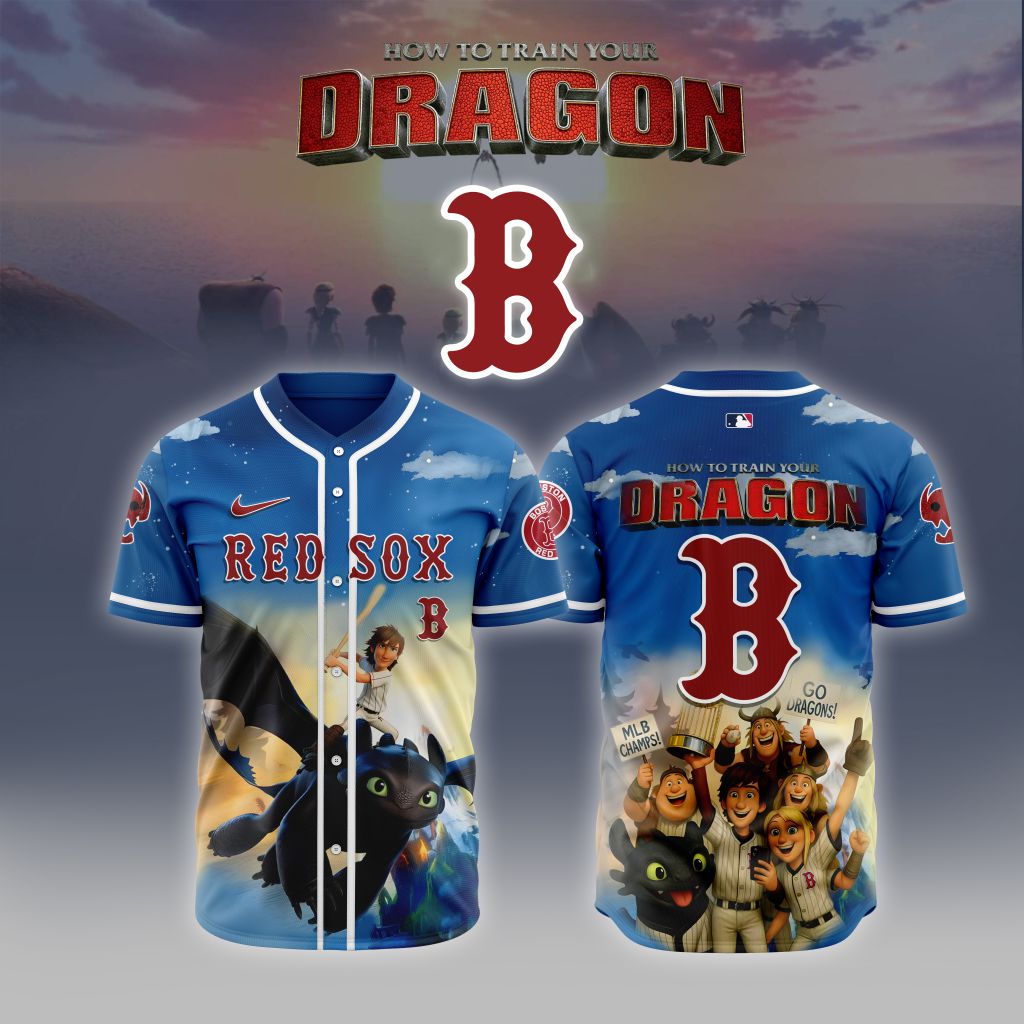 Premium MLB Boston Red Sox X How To Train Your Dragon Baseball Jersey NMD