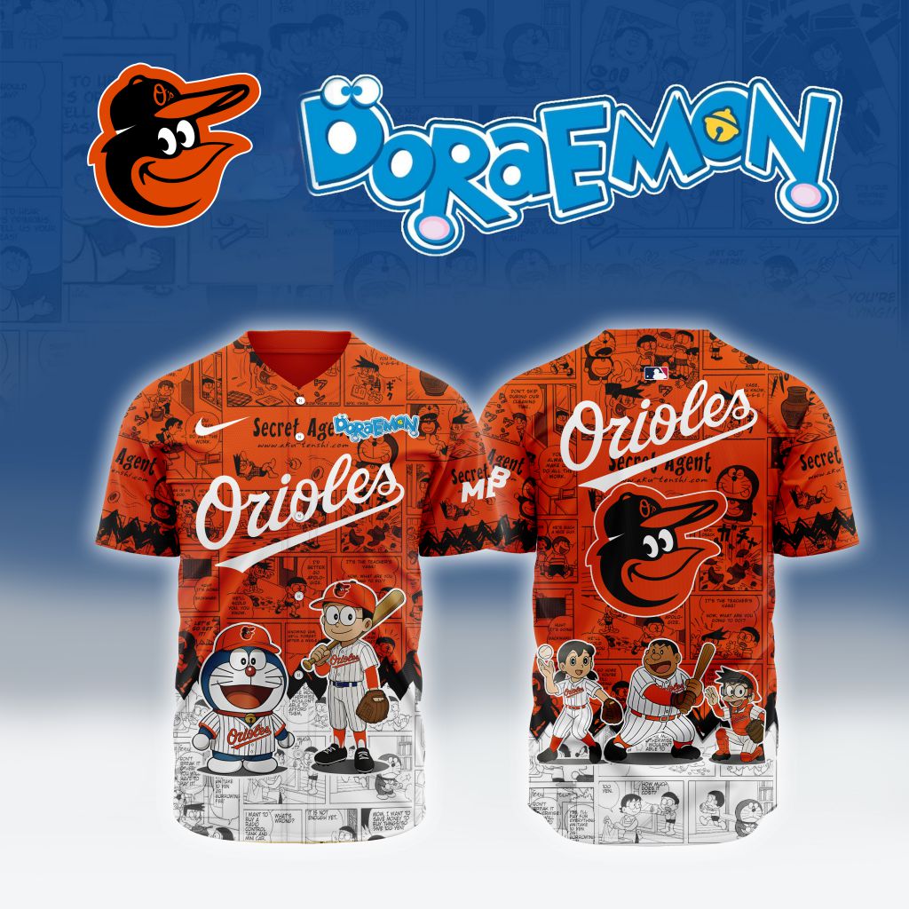 Premium MLB Baltimore Orioles X Doraemon Baseball Jersey NMD