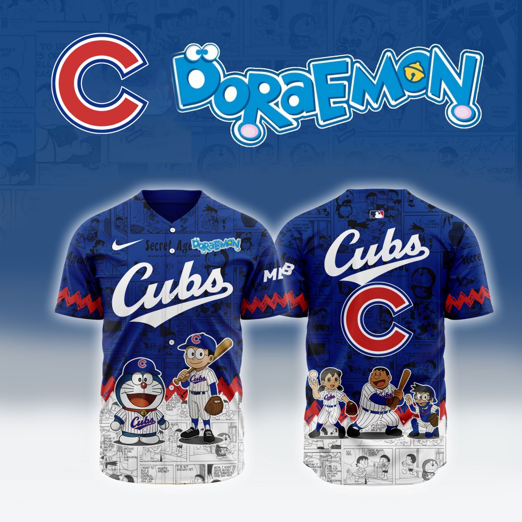Premium MLB Chicago Cubs X Doraemon Baseball Jersey NMD