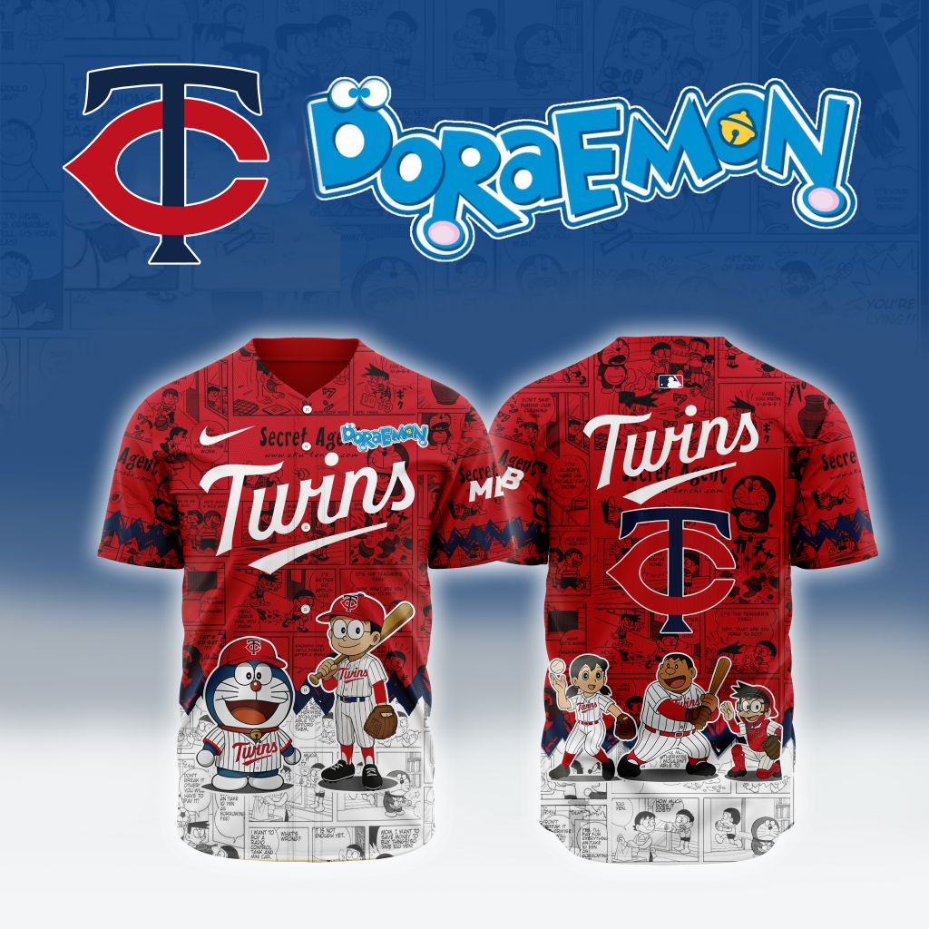 Premium MLB Minnesota Twins X Doraemon Baseball Jersey NMD