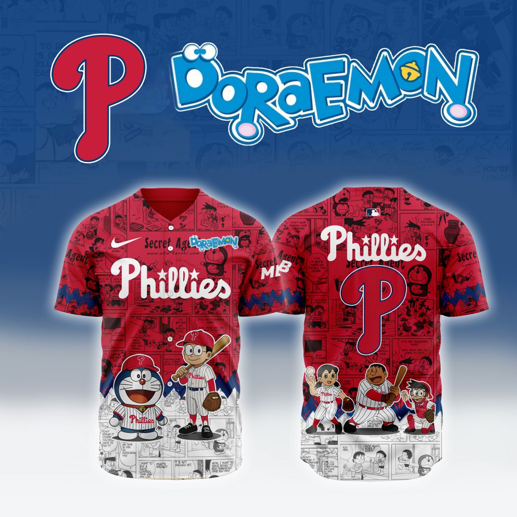 Premium MLB Philadelphia Phillies X Doraemon Baseball Jersey NMD