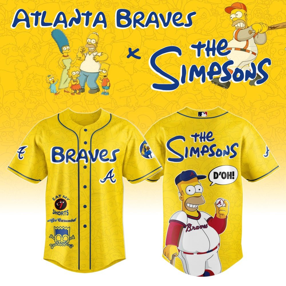 MLB Atlanta Braves Special The Simpsons Design Baseball Jersey ST2601