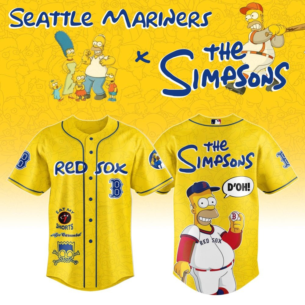 MLB Boston Red Sox Special The Simpsons Design Baseball Jersey ST2601