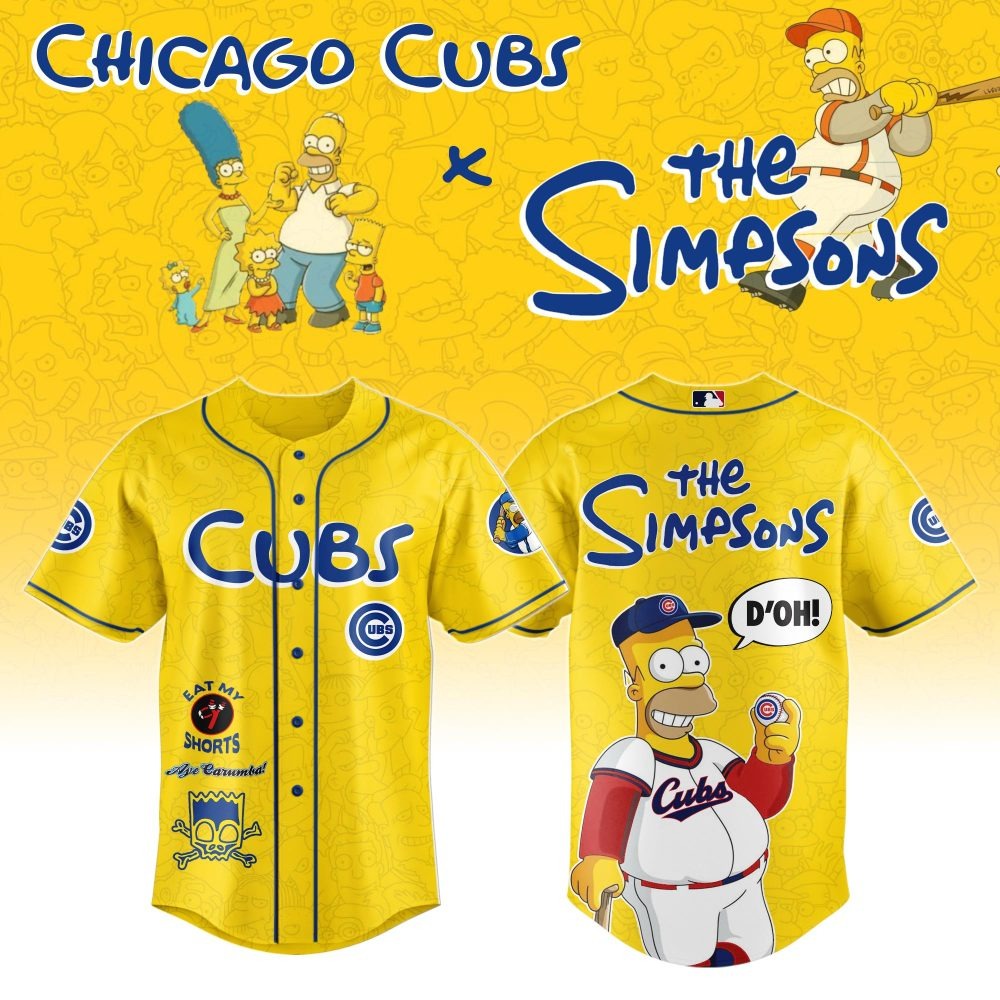 MLB Chicago Cubs Special The Simpsons Design Baseball Jersey ST2601