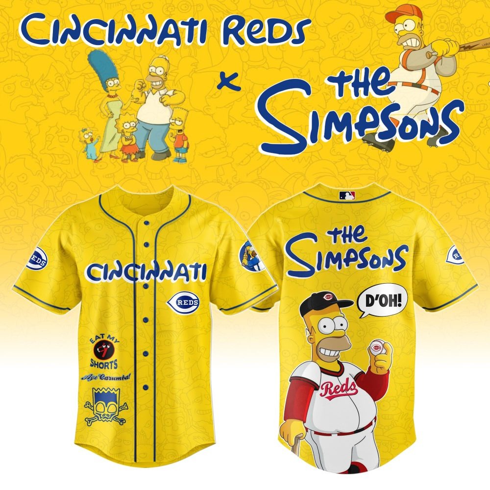 MLB Cincinnati Reds Special The Simpsons Design Baseball Jersey ST2601