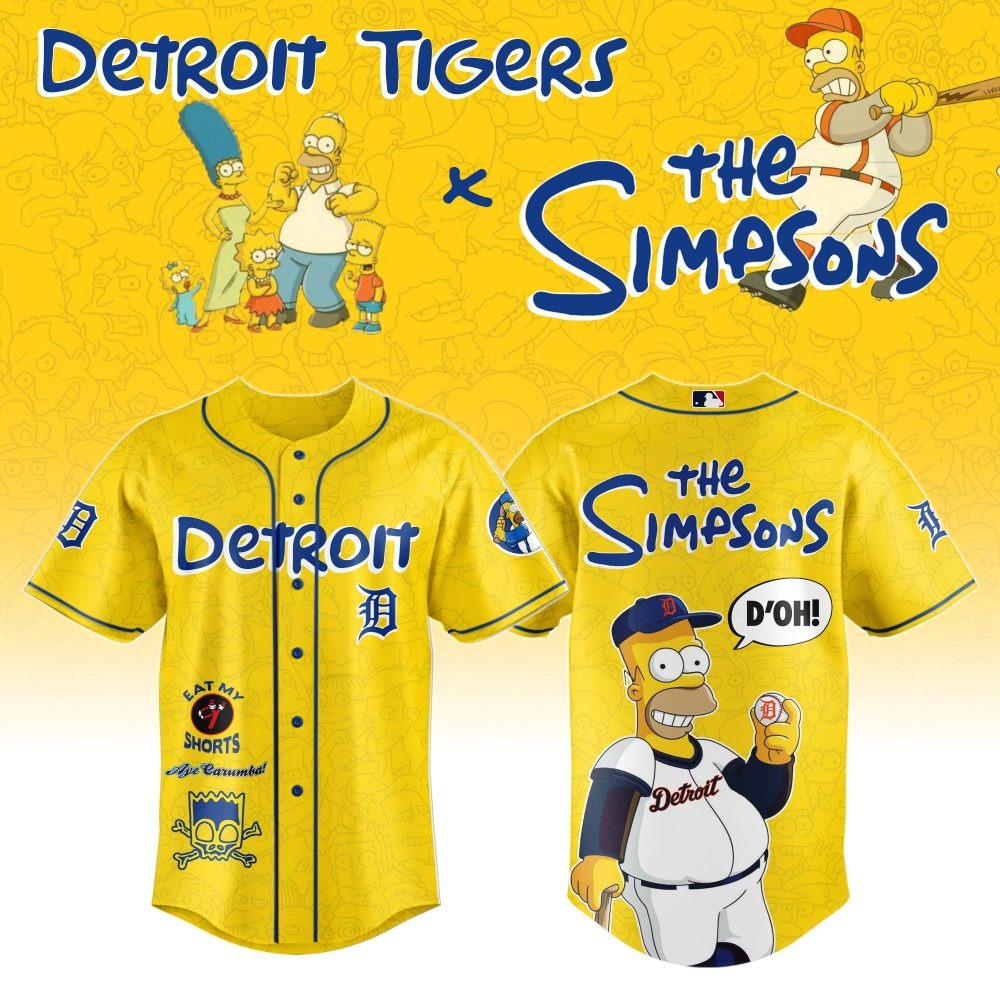 MLB Detroit Tigers Special The Simpsons Design Baseball Jersey ST2601
