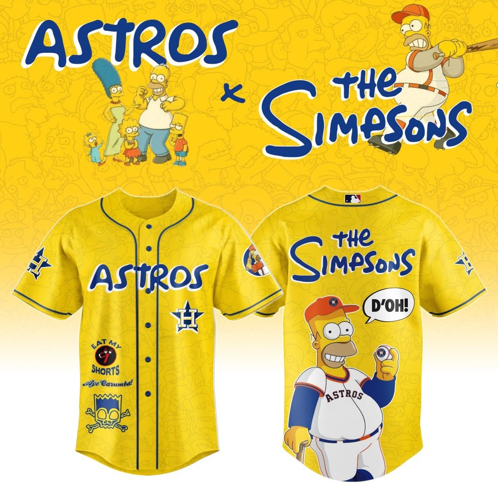 MLB Houston Astros Special The Simpsons Design Baseball Jersey ST2601