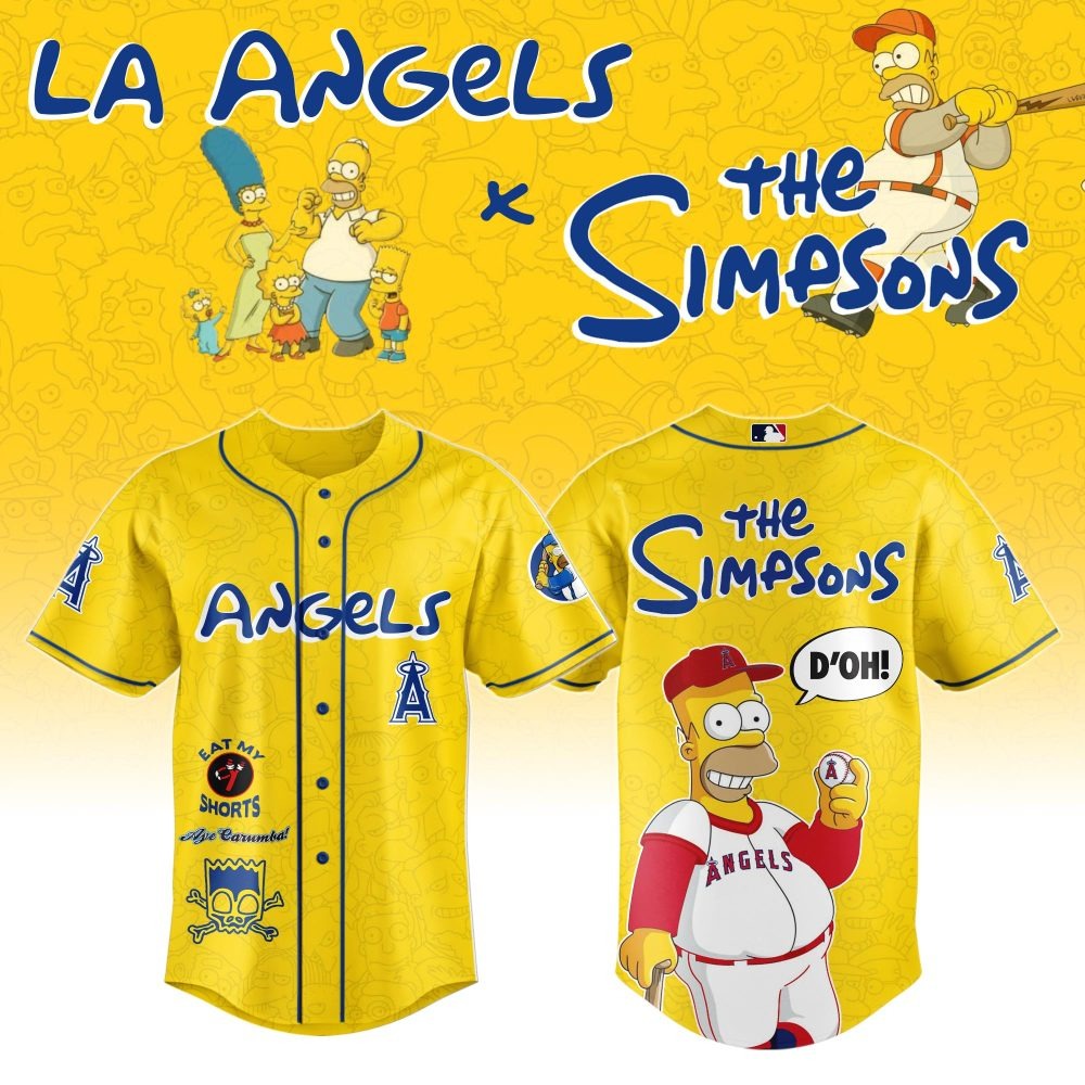 MLB Los Angeles Angels Special The Simpsons Design Baseball Jersey ST2601