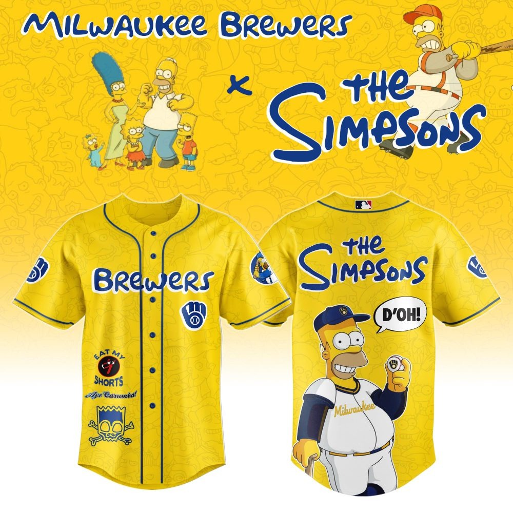MLB Milwaukee Brewers Special The Simpsons Design Baseball Jersey ST2601