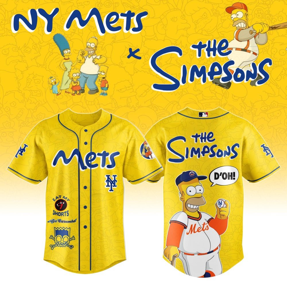 MLB New York Mets Special The Simpsons Design Baseball Jersey ST2601