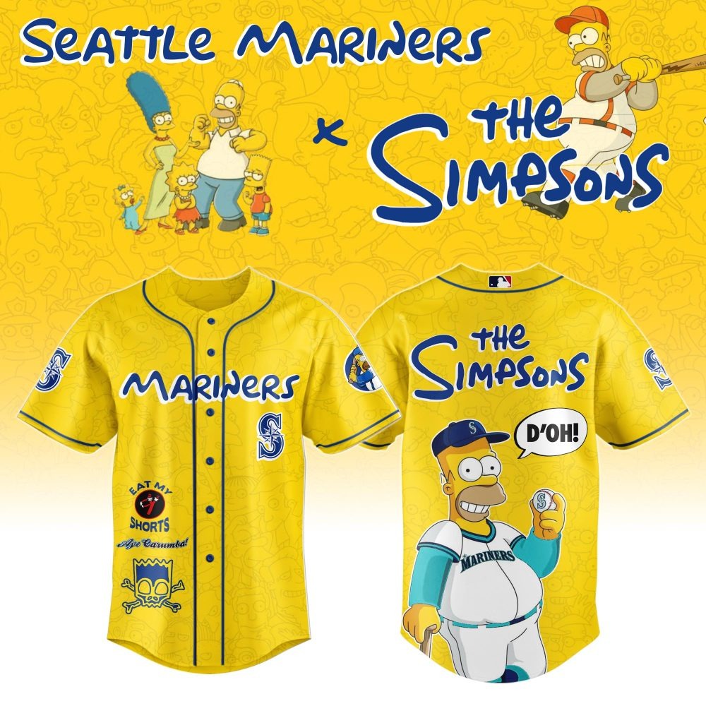 MLB Seattle Mariners Special The Simpsons Design Baseball Jersey ST2601