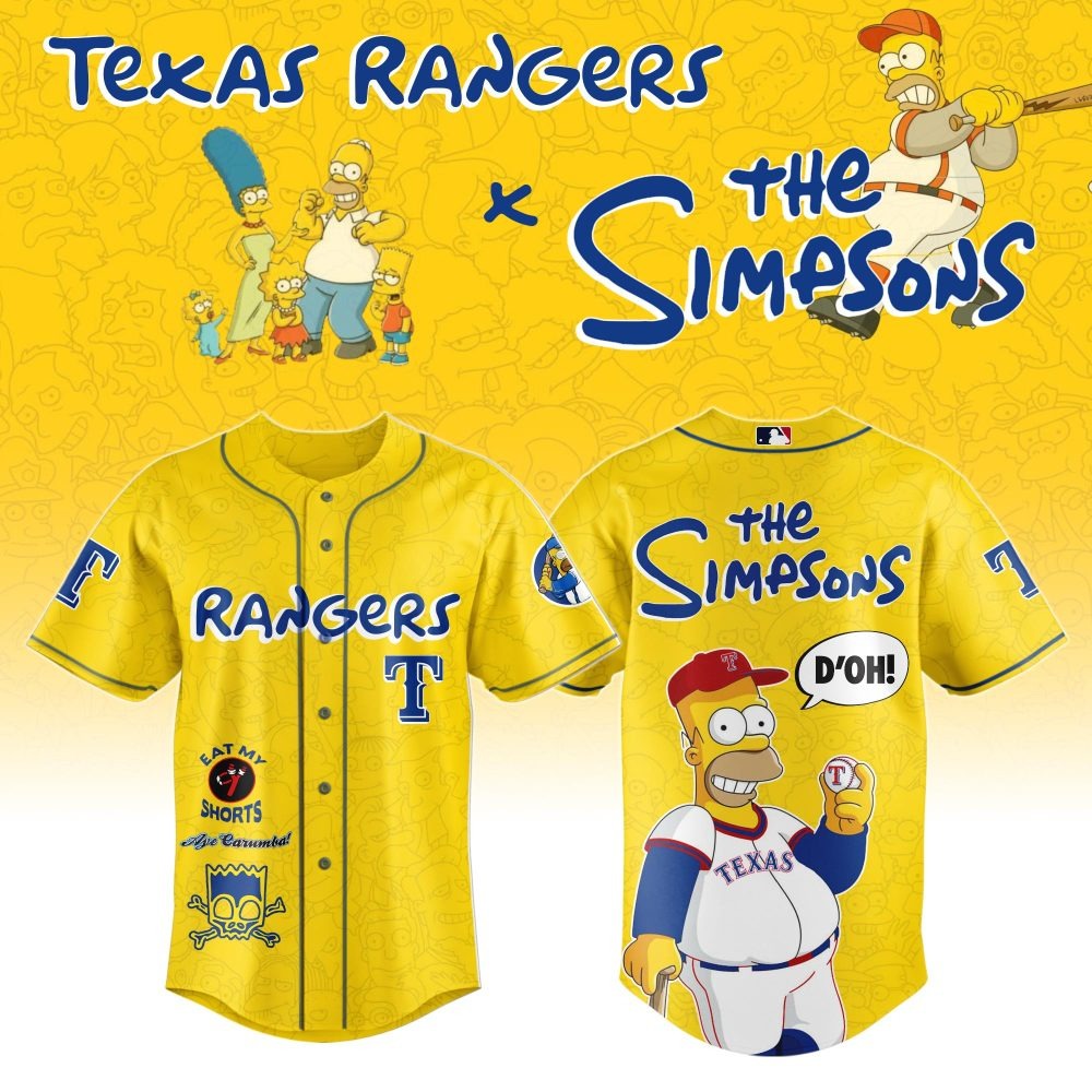 MLB Texas Rangers Special The Simpsons Design Baseball Jersey ST2601