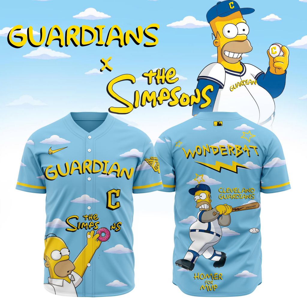 MLB Cleveland Guardians Special The Simpsons Baseball Jersey Design ST2602