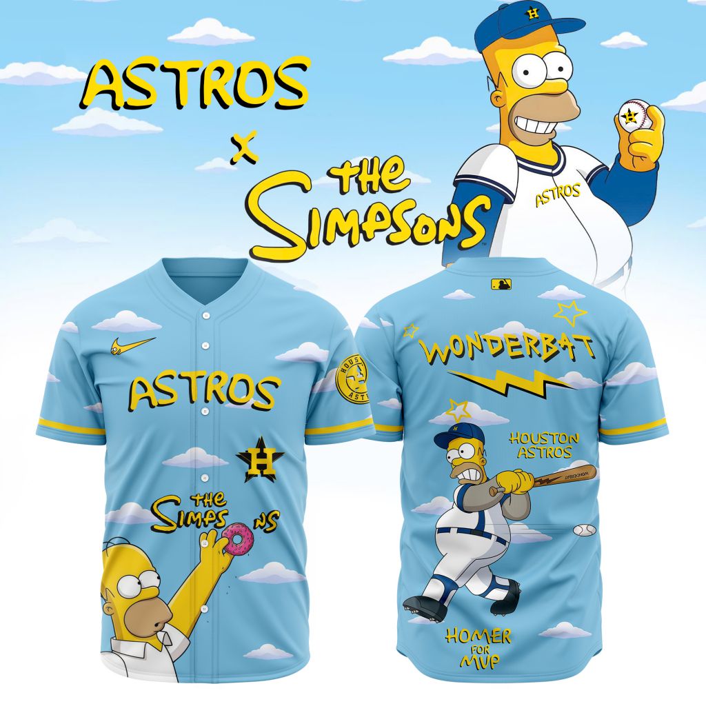 MLB Houston Astros Special The Simpsons Baseball Jersey Design ST2602