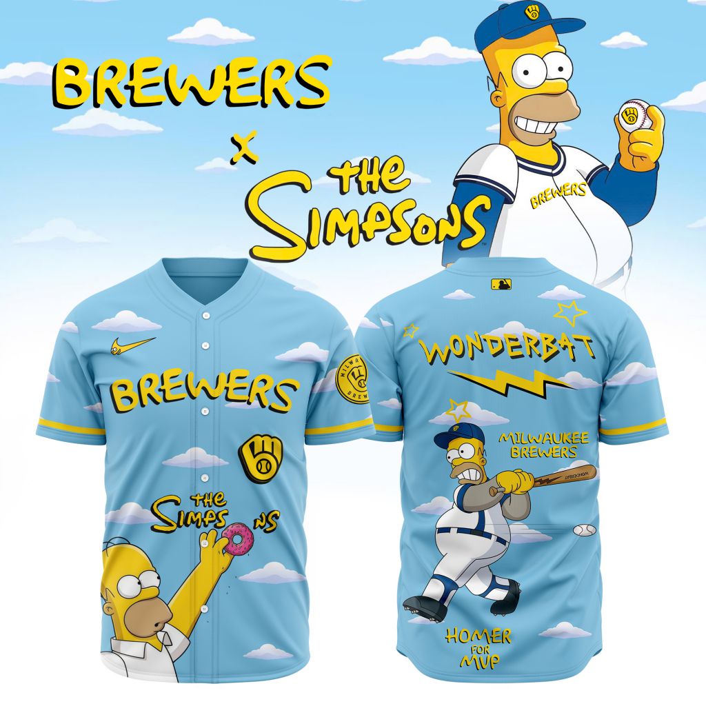 MLB Milwaukee Brewers Special The Simpsons Baseball Jersey Design ST2602