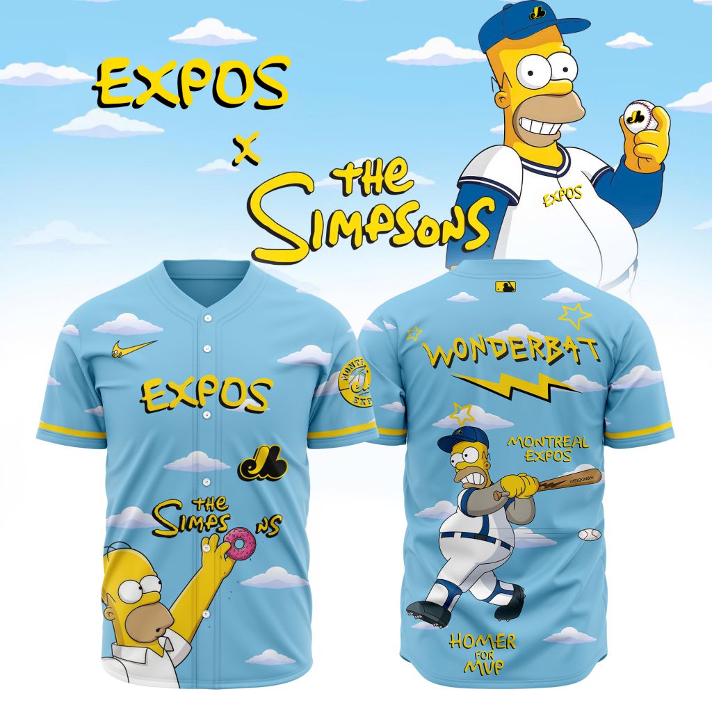 MLB Montreal Expos Special The Simpsons Baseball Jersey Design ST2602