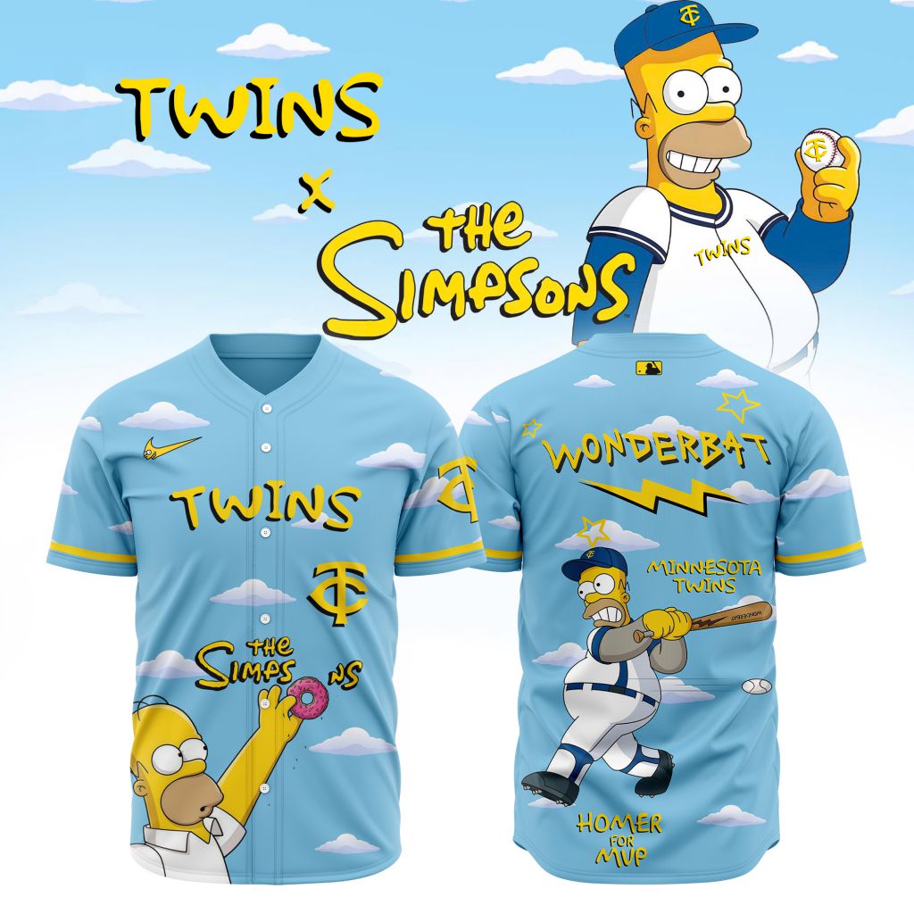 MLB Minnesota Twins Special The Simpsons Baseball Jersey Design ST2602