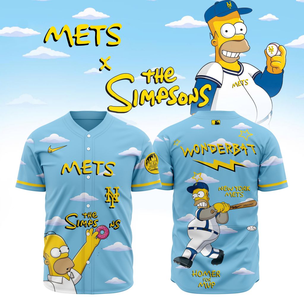MLB New York Mets Special The Simpsons Baseball Jersey Design ST2602