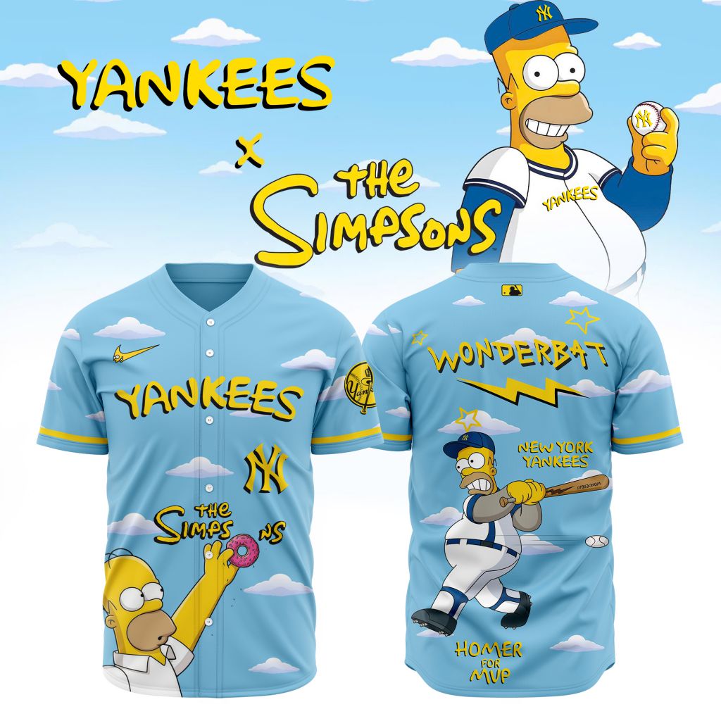 MLB New York Yankees Special The Simpsons Baseball Jersey Design ST2602