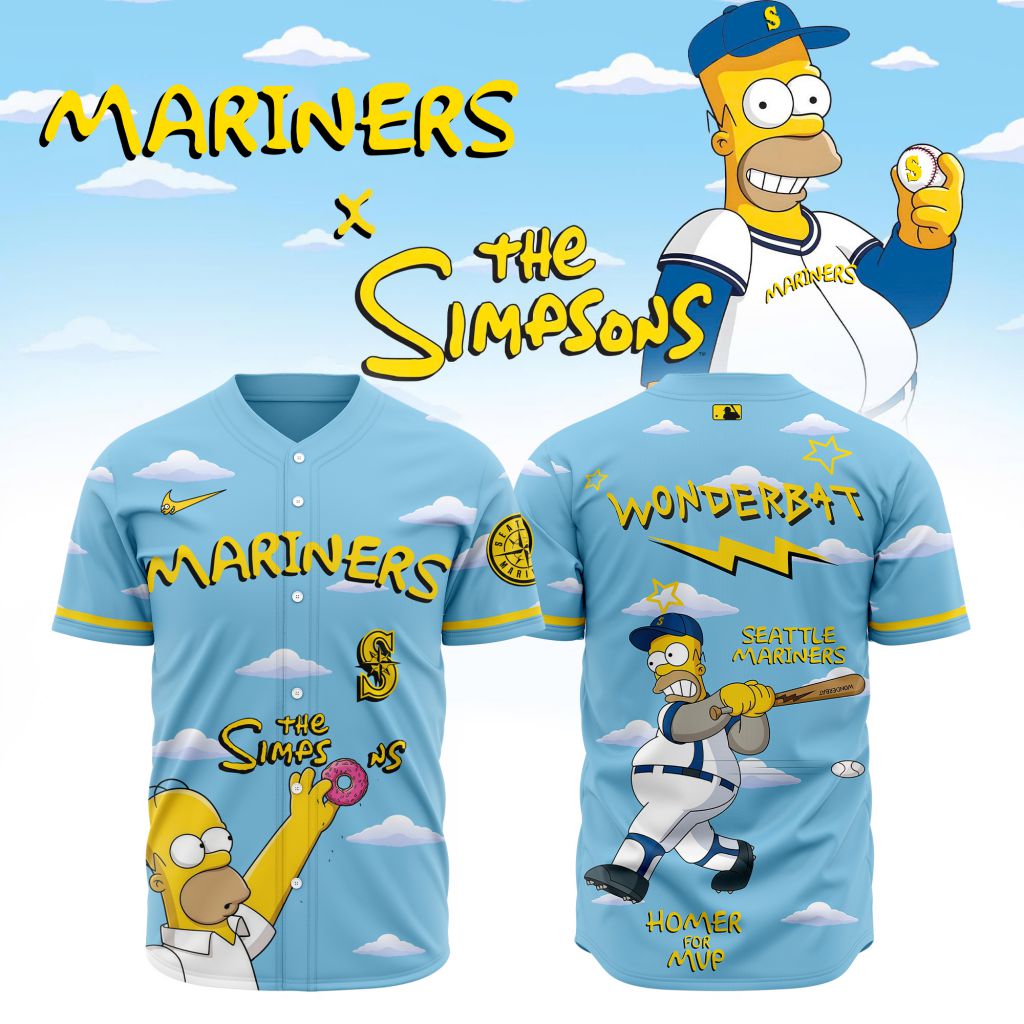 MLB Seattle Mariners Special The Simpsons Baseball Jersey Design ST2602