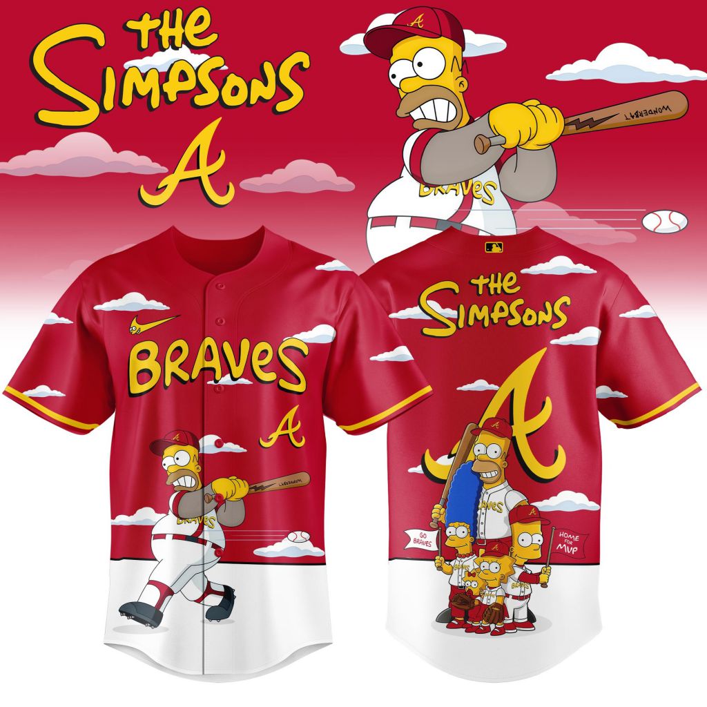 MLB Atlanta Braves Special The Simpsons Design Baseball Jersey ST2603