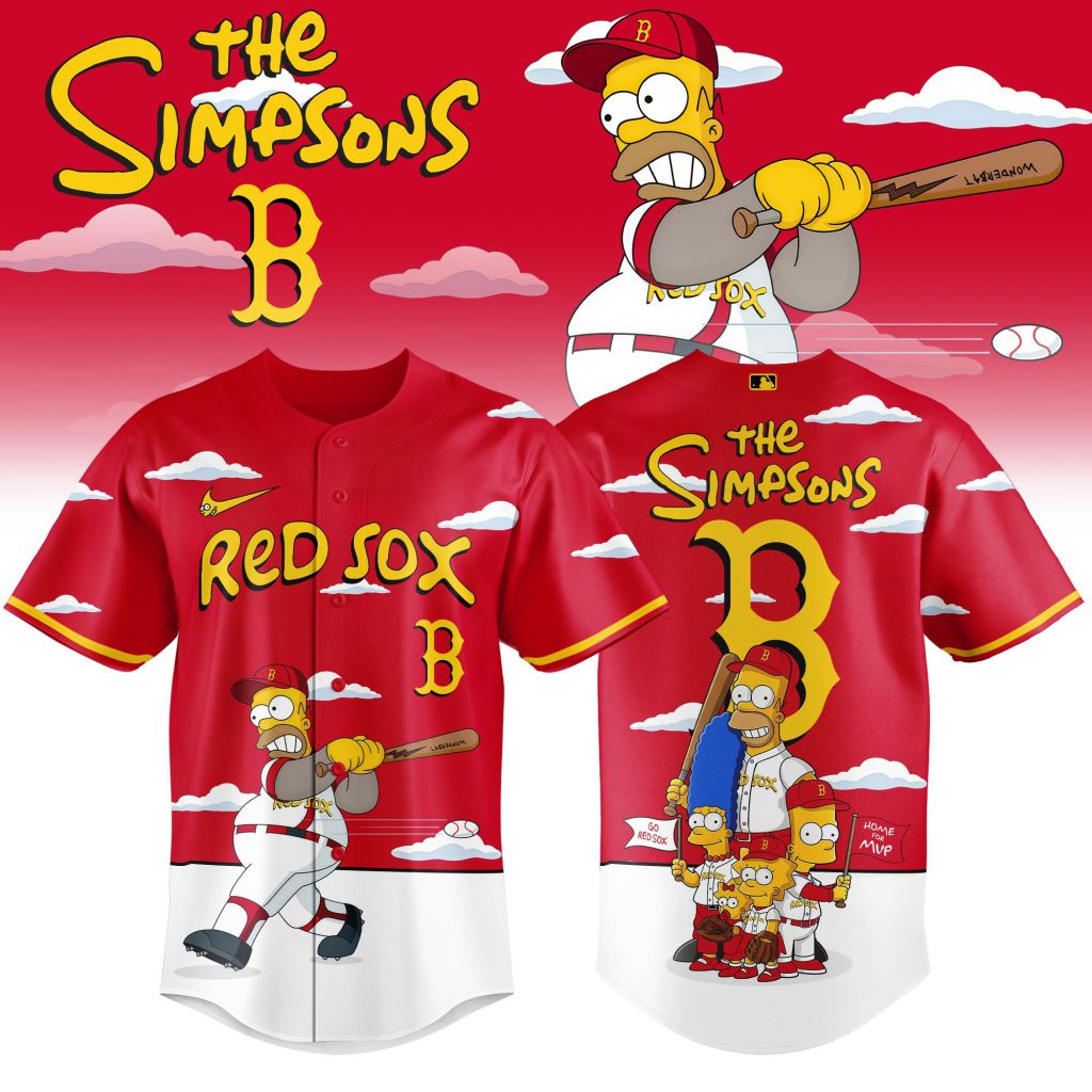 MLB Boston Red Sox Special The Simpsons Design Baseball Jersey ST2603