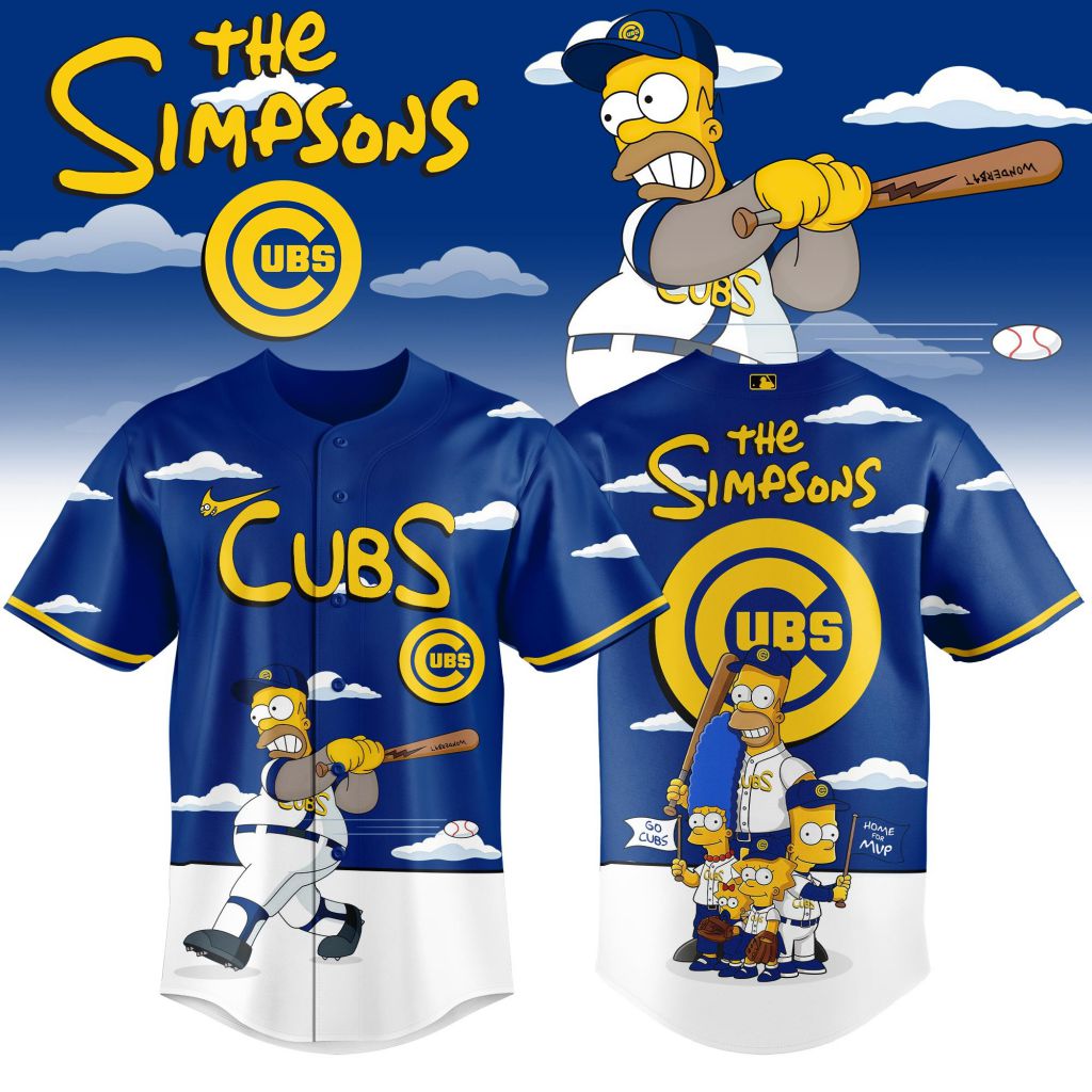 MLB Chicago Cubs Special The Simpsons Design Baseball Jersey ST2603