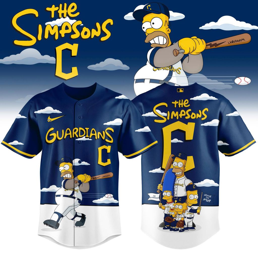 MLB Cleveland Guardians Special The Simpsons Design Baseball Jersey ST2603