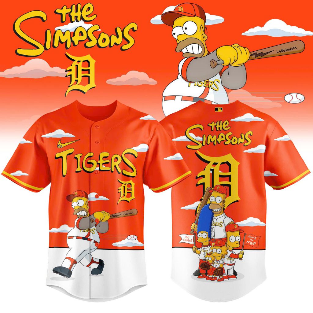 MLB Detroit Tigers Special The Simpsons Design Baseball Jersey ST2603
