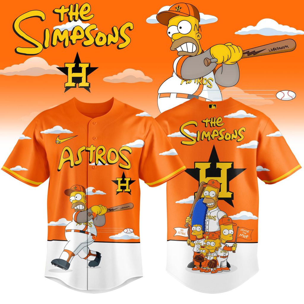 MLB Houston Astros Special The Simpsons Design Baseball Jersey ST2603