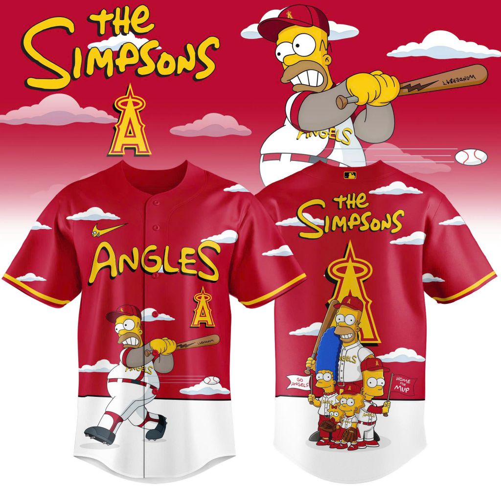 MLB Los Angeles Angels Special The Simpsons Design Baseball Jersey ST2603