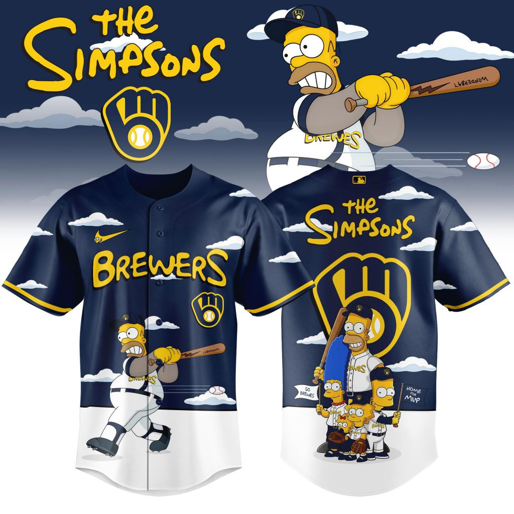 MLB Milwaukee Brewers Special The Simpsons Design Baseball Jersey ST2603