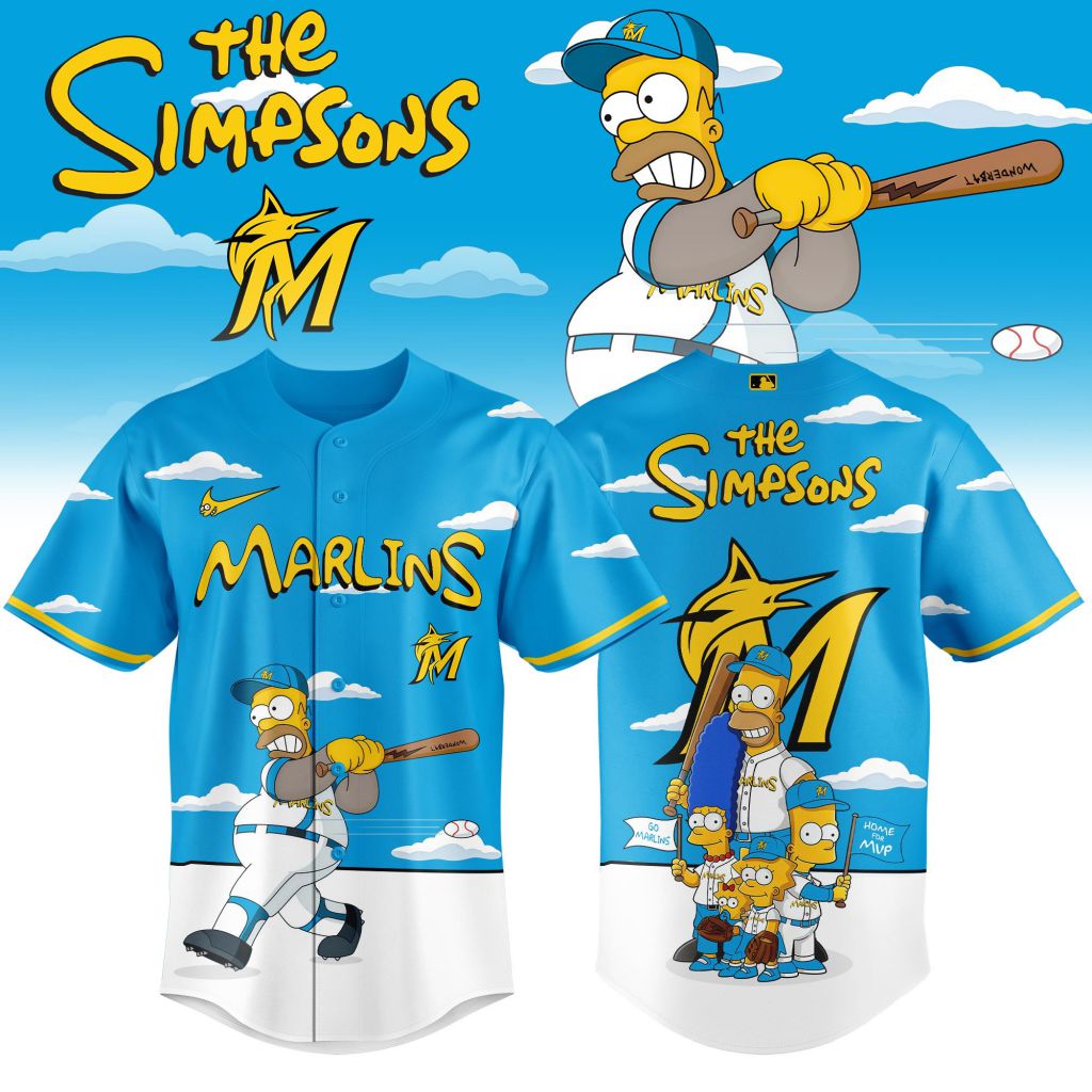 MLB Miami Marlins Special The Simpsons Design Baseball Jersey ST2603