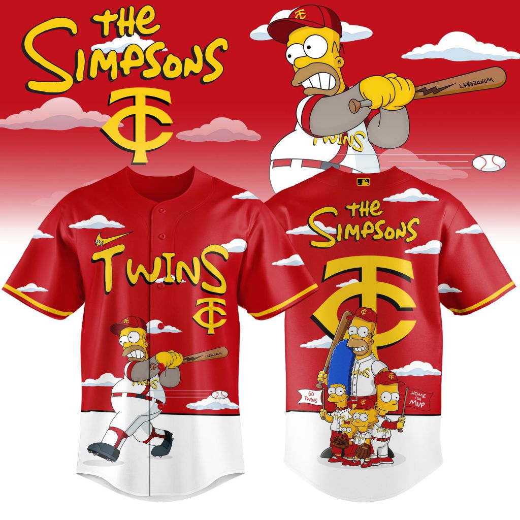 MLB Minnesota Twins Special The Simpsons Design Baseball Jersey ST2603