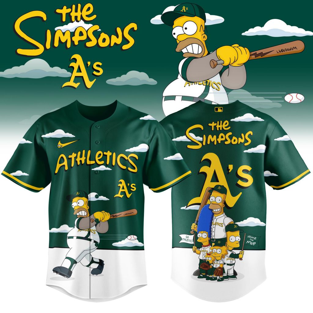 MLB Oakland Athletics Special The Simpsons Design Baseball Jersey ST2603