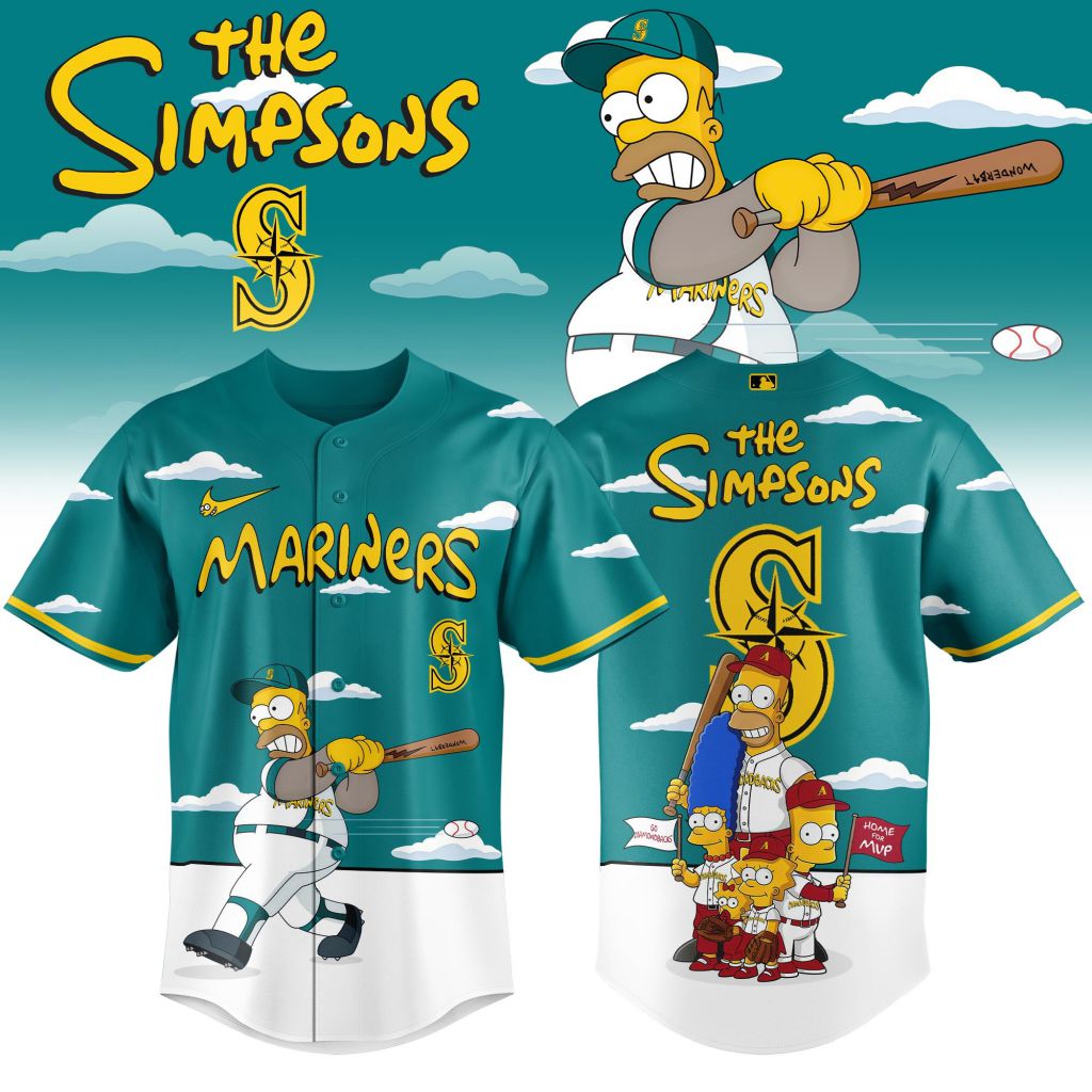 MLB Seattle Mariners Special The Simpsons Design Baseball Jersey ST2603